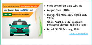 26 Off on Meru Cabs Trip