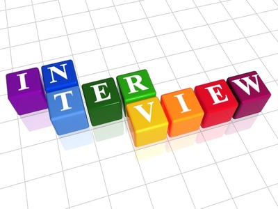 3d colour boxes with text - interview, word