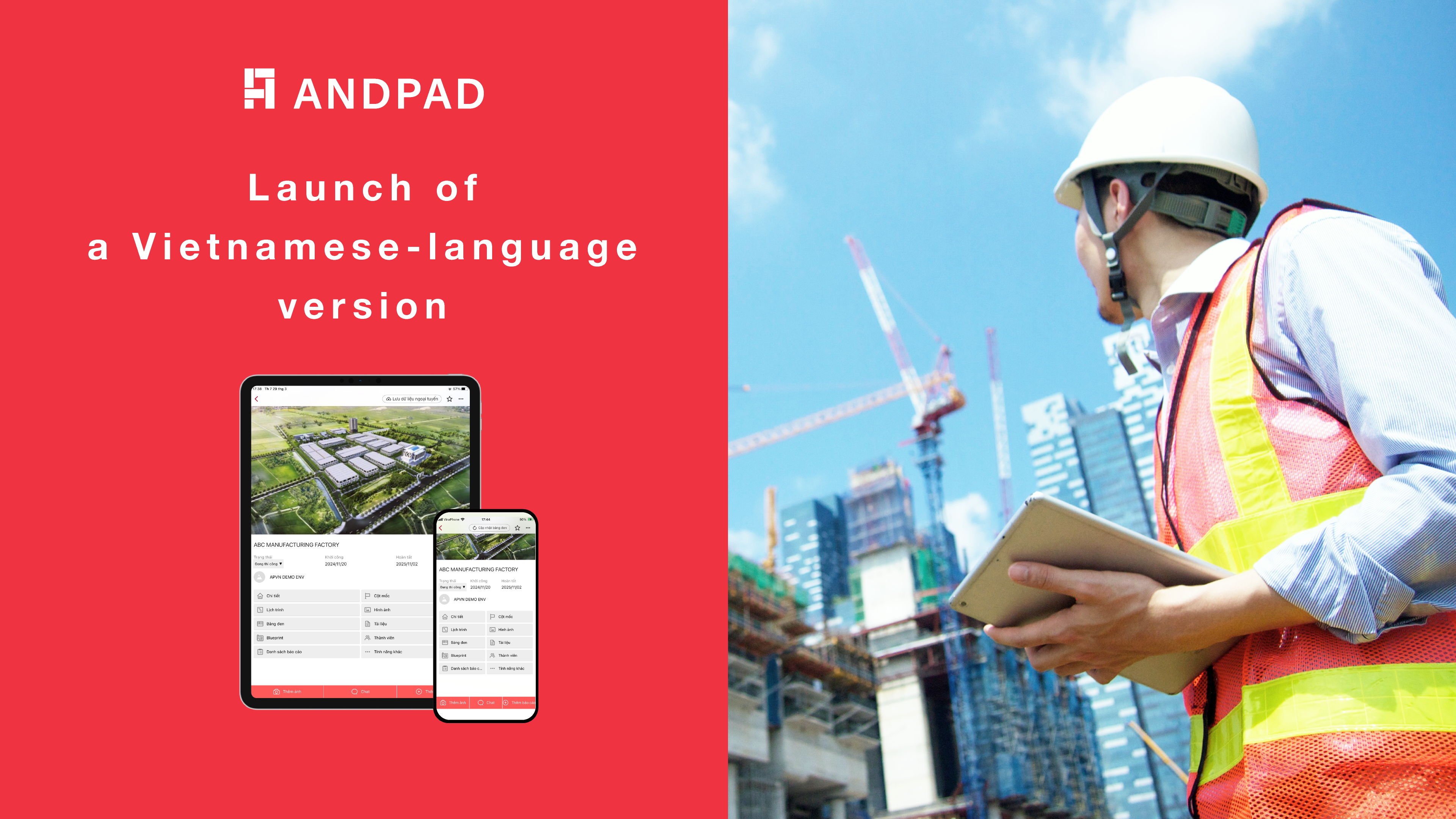 ANDPAD Launches Vietnamese Language Support for its Cloud-Based Construction Project Management Service
