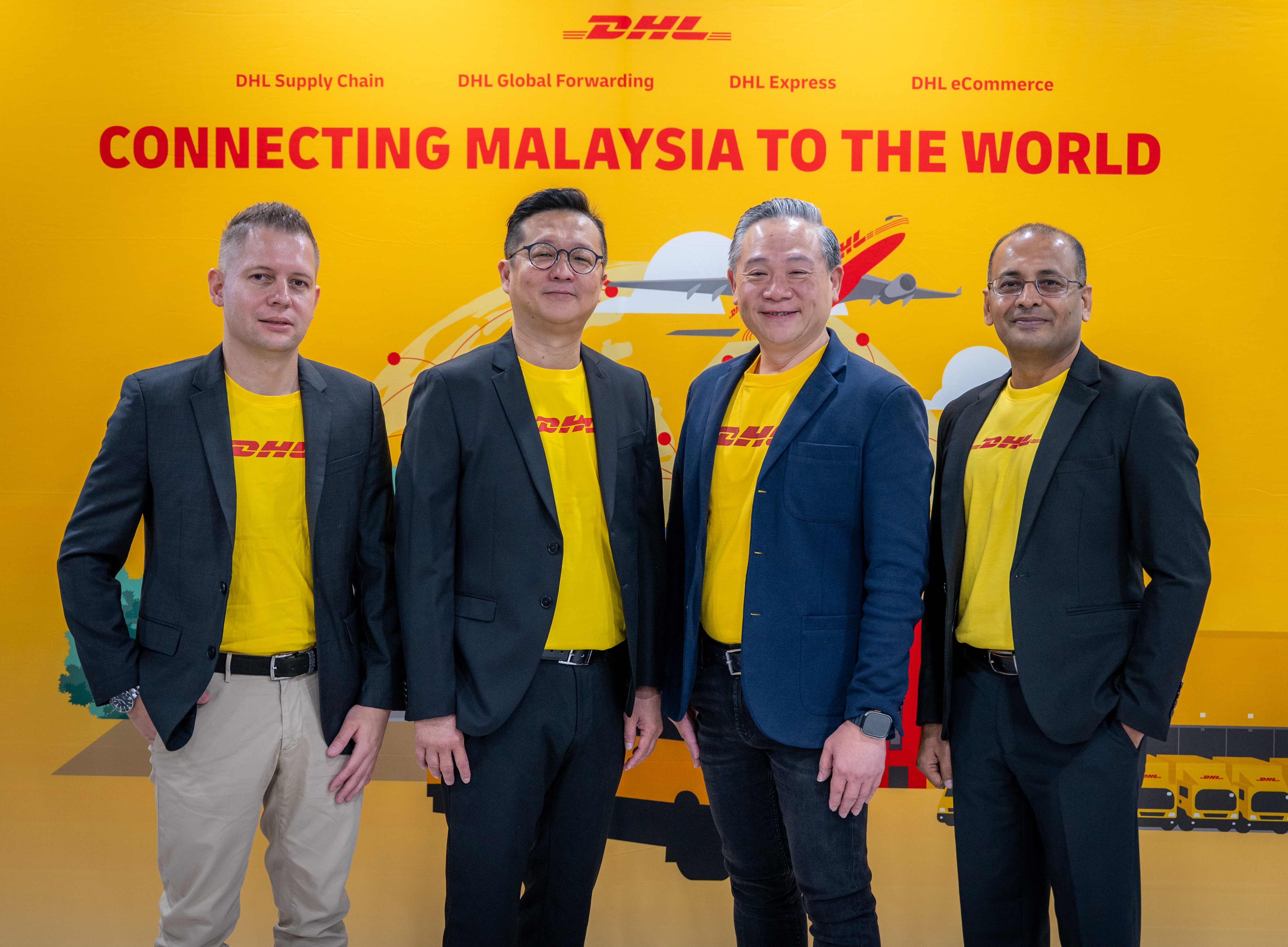 (L to R): Mario Lorenz, Managing Director for DHL Supply Chain Malaysia; Christopher Lim, Managing Director of DHL Global Forwarding Malaysia, Singapore, and Brunei; Julian Neo, Managing Director of DHL Express Malaysia and Brunei; Saurabh Kumar, Managing Director of DHL eCommerce Malaysia