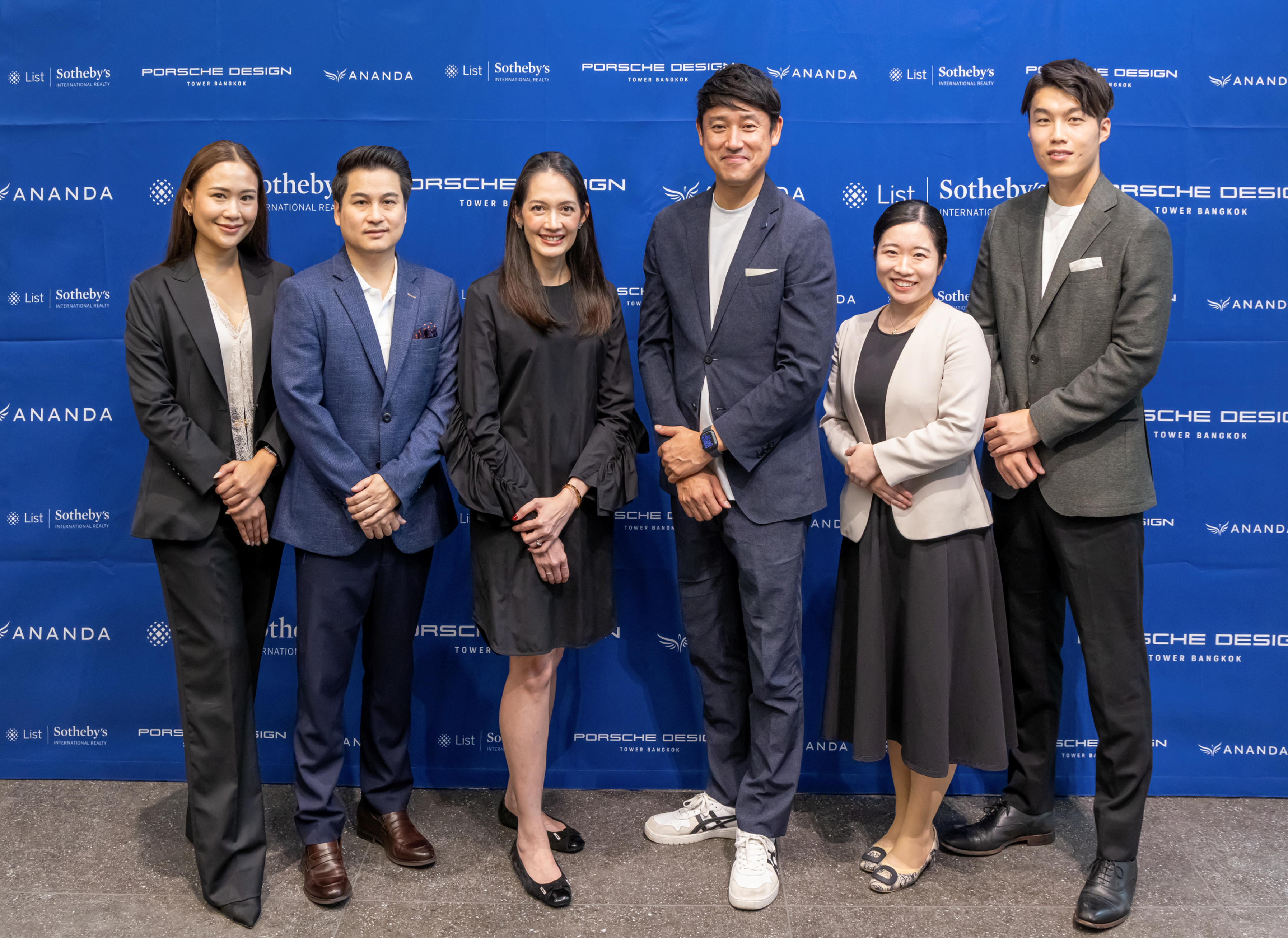 In the Photo (from Left to Right): 1. Miss Benjaporn Waewkraihong, Sales Manager of Porsche Design Tower Bangkok 2. Mr. Jesda Charoensook, Head of Marketing, Porsche Design Tower Bangkok 3. Miss Melissa Chollasap, Managing Director of Porsche Design Tower Bangkok 4. Mr. Kenichi Tamamura, Chief Operation Officer, List International Realty Co., Ltd. 5. Miss Yuki Chiba, Sales Associates, List Sotheby’s International Realty Tokyo 6. Mr. Kohei Takei, General Manager, List Sotheby’s International Realty Thailand