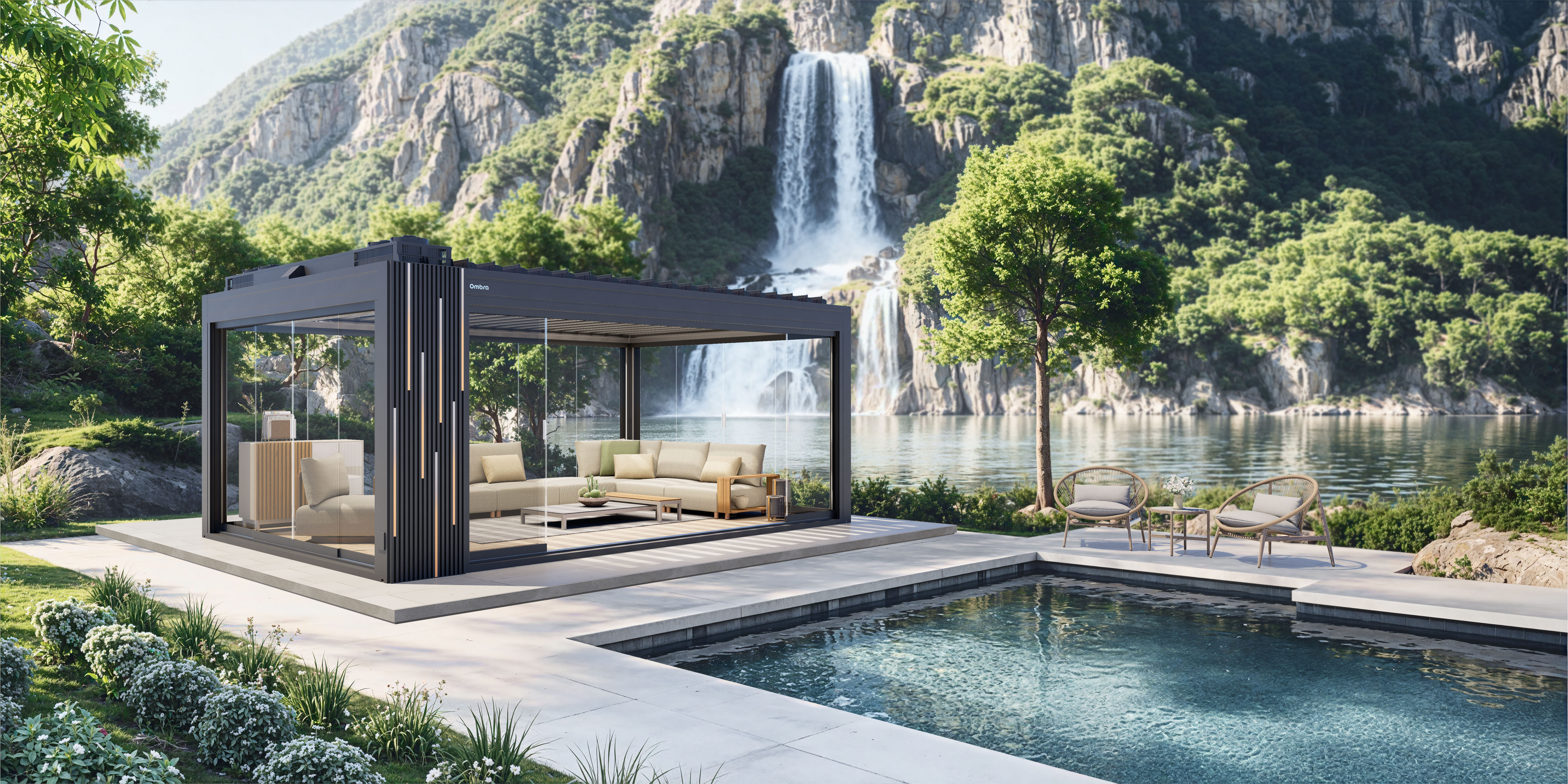Ombra by Letright — a groundbreaking smart pergola that merges cutting-edge solar integration with luxurious design, setting new standards in sustainable outdoor living.