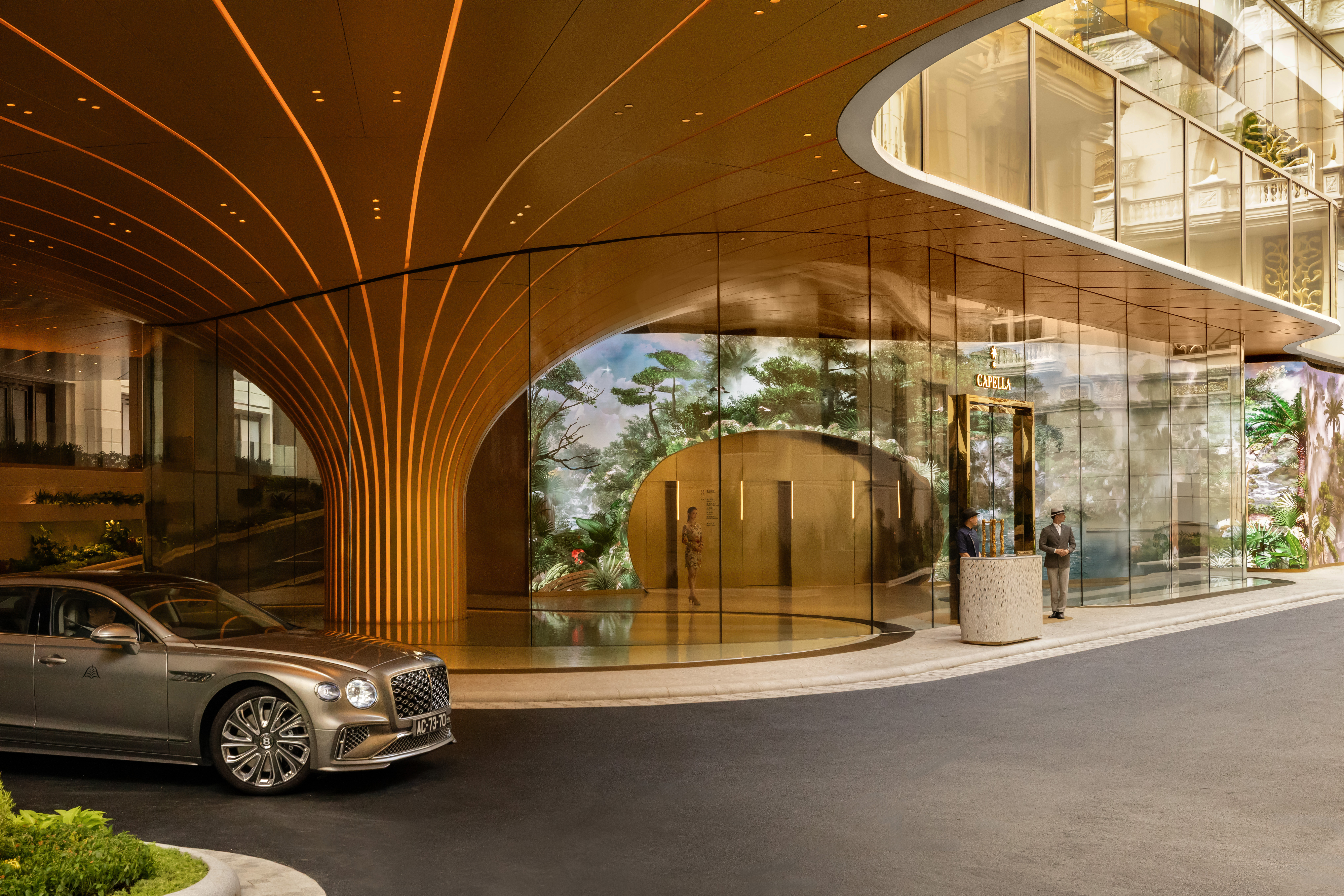 The porte cochère signals the entrance to Capella at Galaxy Macau, where discerning guests can expect to encounter the ultimate expression of handcrafted elegance, bespoke luxury and refined hospitality.