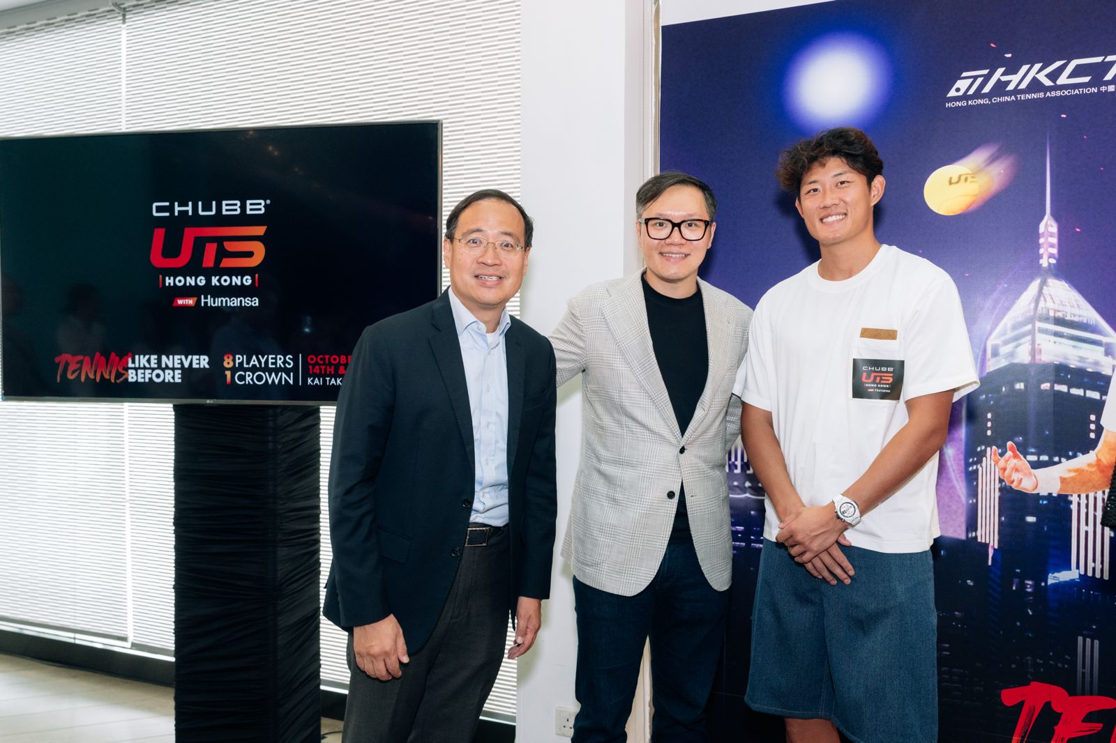 From left to right: Mr. Michael Cheng, President of the HKCTA, Don So, CEO of Humansa, Chinese star Mr. Zhang Zhizhen