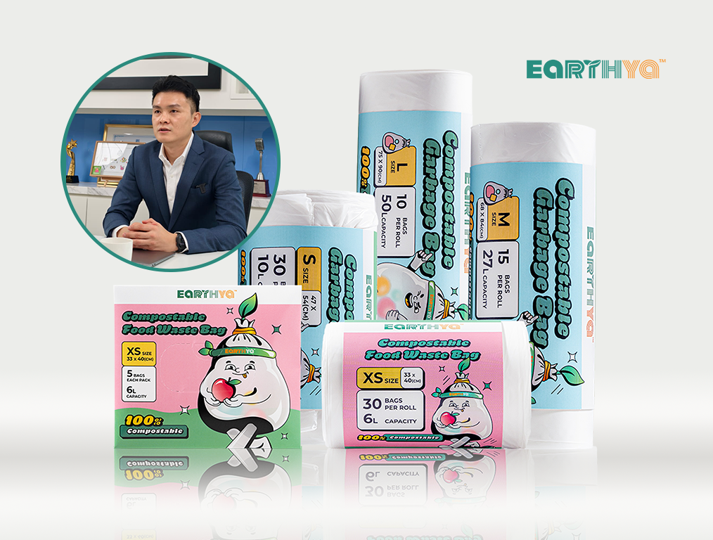 Earthya Compostable Bag - product of Zaneco Sdn Bhd. Ivan Chan - CEO of Zantat Holdings Berhad & Zaneco Sdn Bhd