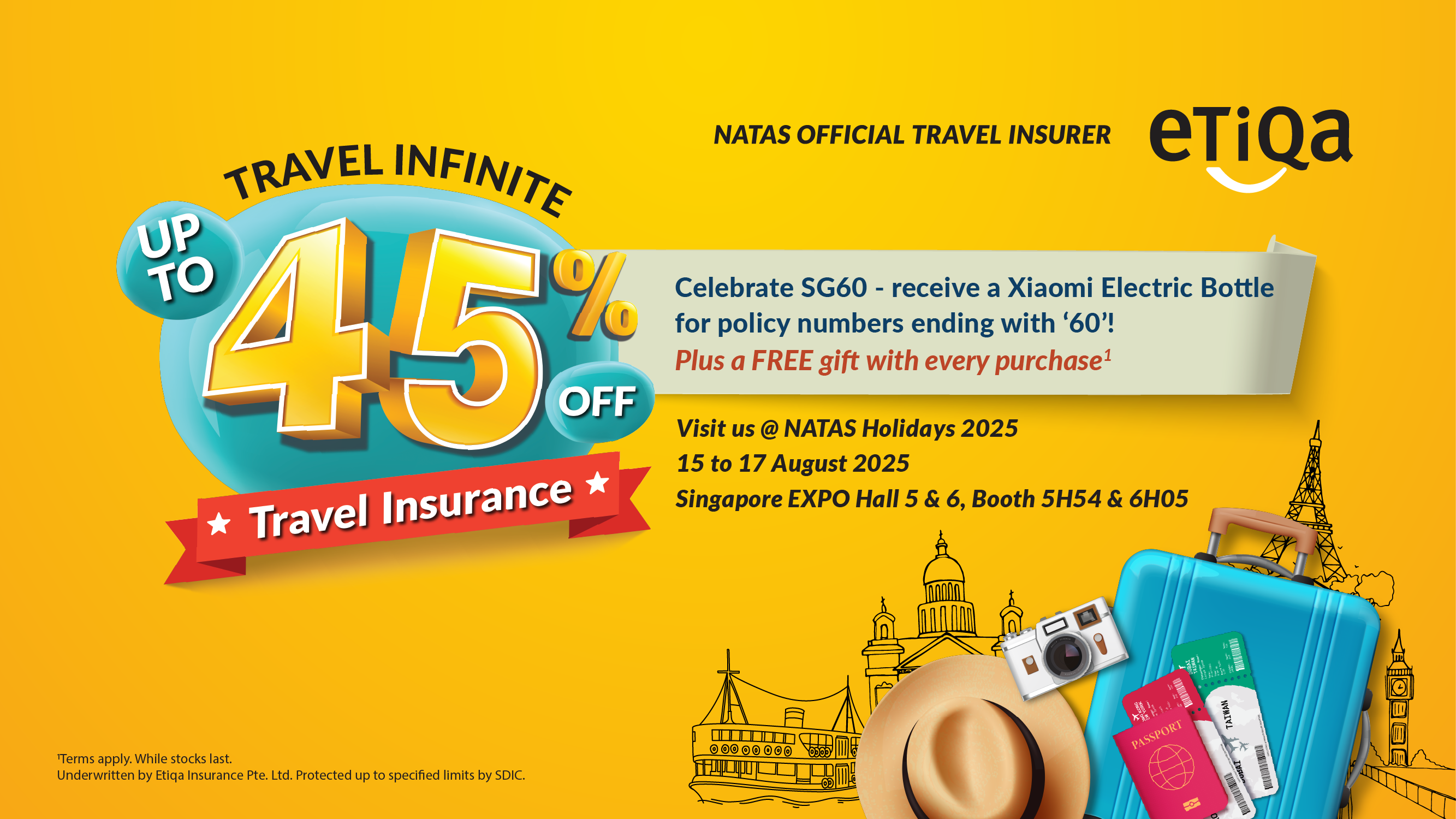 Customers can enjoy up to 45% discount on Etiqa Travel Infinite*, and up to 10% off Annual Travel Plans