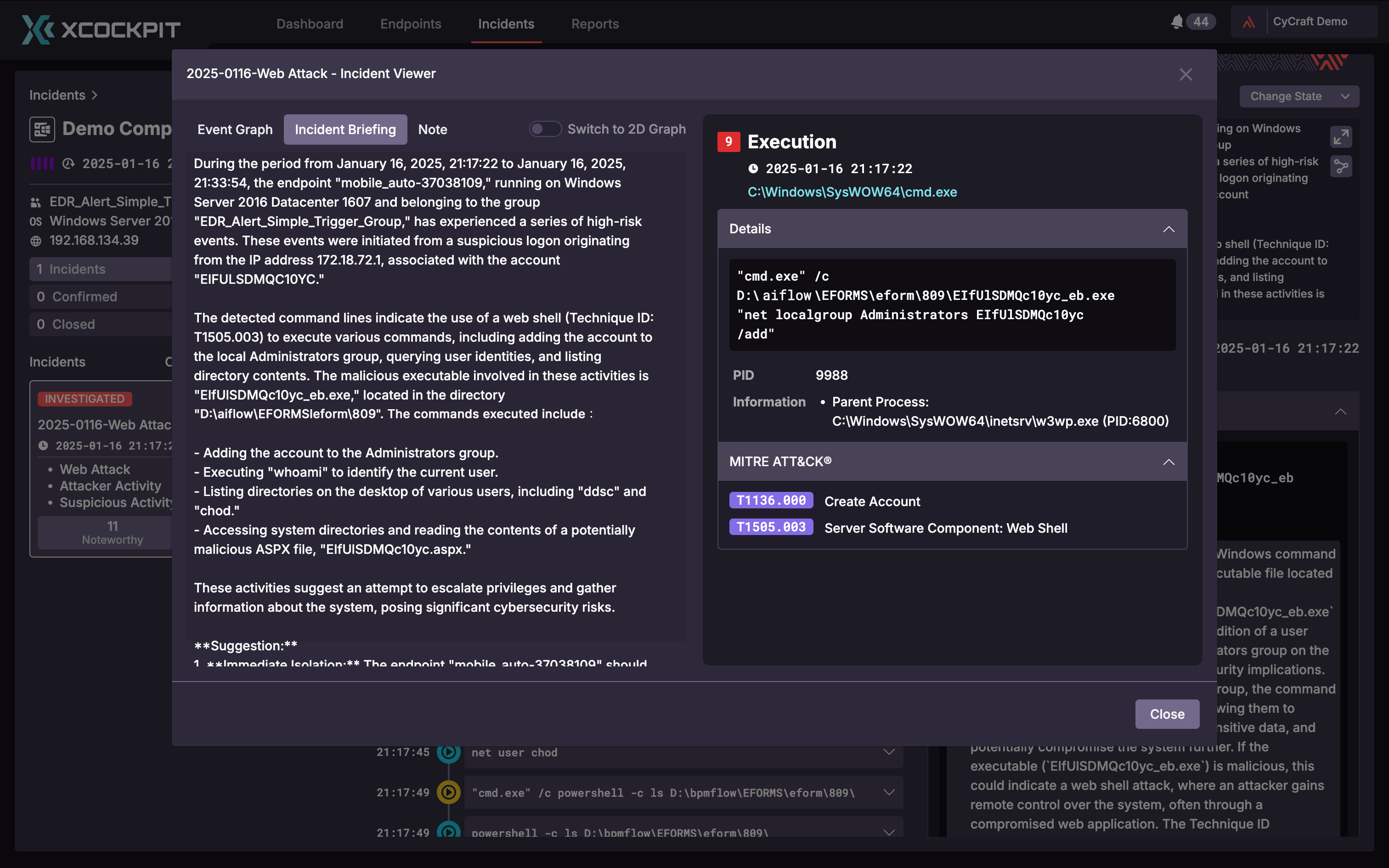 XCockpit Endpoint provides clear, actionable incident briefings that empower frontline practitioners to rapidly investigate, prioritize, and remediate threats—minimizing risk and downtime.