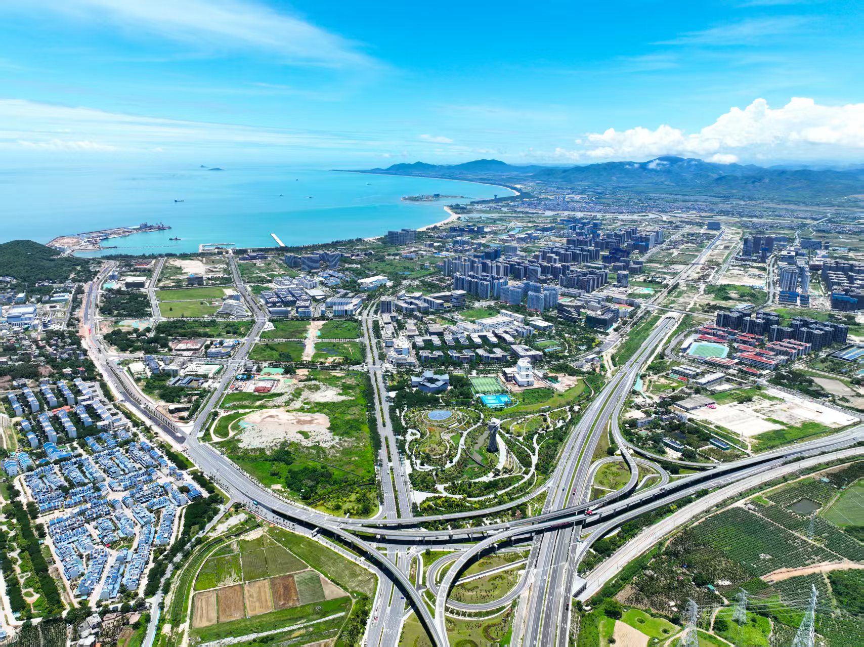 A bird's-eye view of the Yazhou Bay Science and Technology City, Sanya, China.