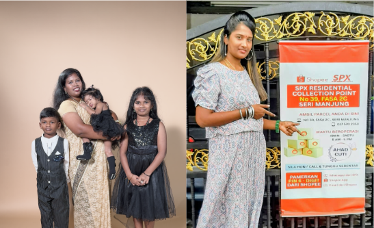 From left to right: Megala A/P Suberamaniam with her three children and Thilagah A/P Selvarajoo