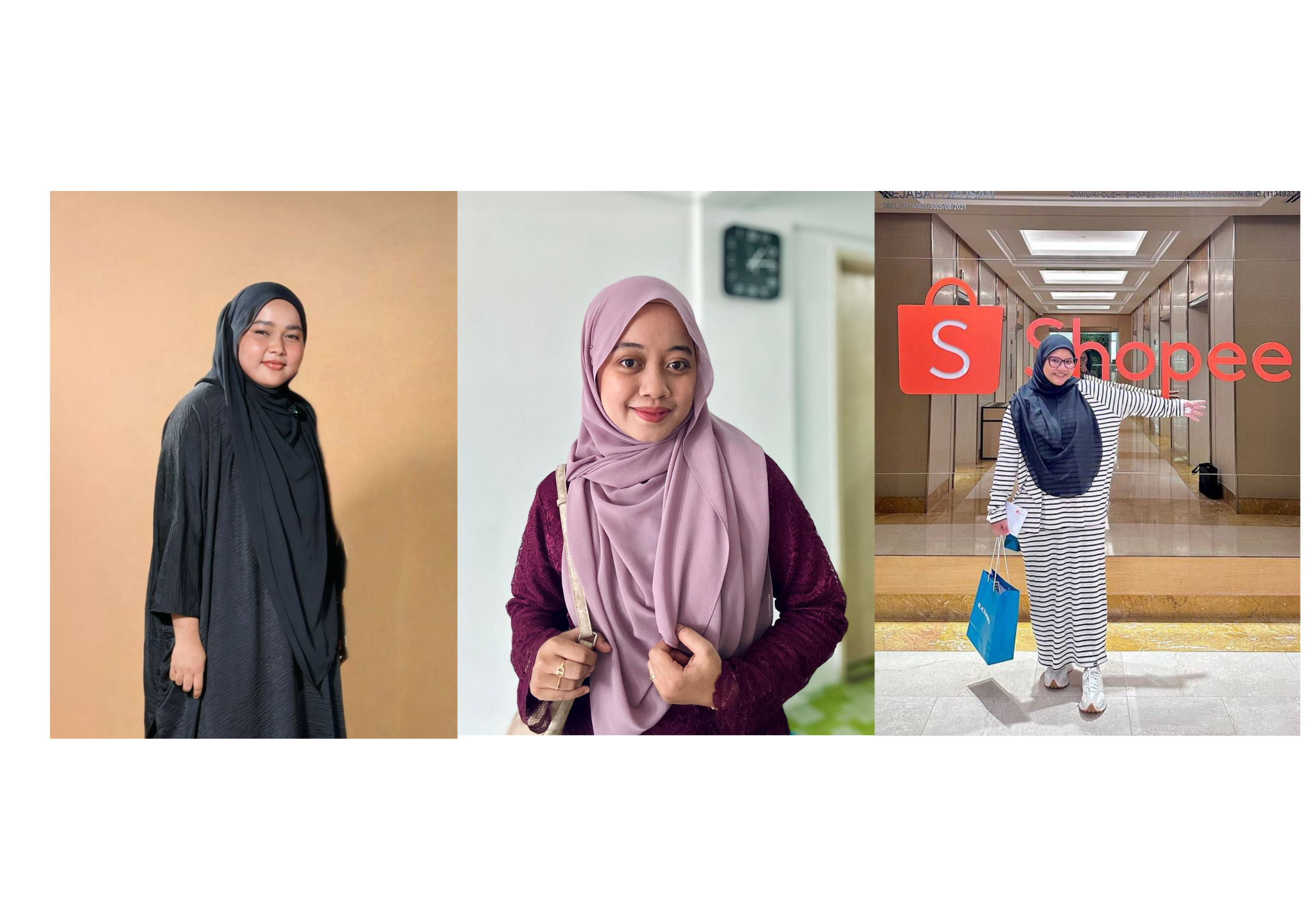 (from left) Nurulatikah Binti Rosli, Nur Afifah Binti Rosli, and Zulfati Inani Binti Zaradi