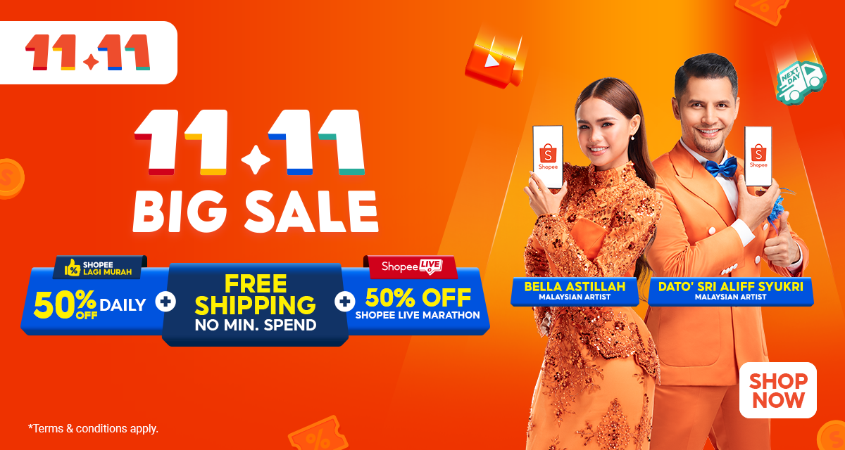 Shopee 11.11 Big Sale with brand ambassadors Bella Astilah and Dato' Sri Aliff Syukri!