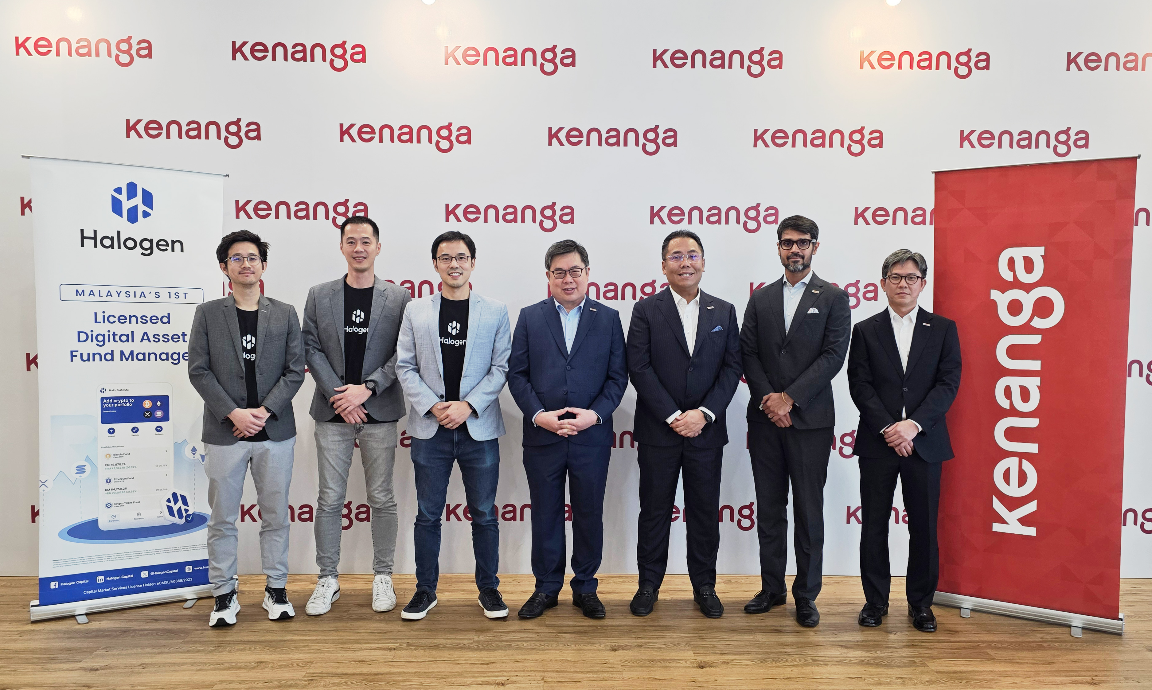 From left to right: Lucas Ooi Ki Siong, Founder & Chief Business Officer of Halogen Capital; Ng Moon Ho, Founder & Chief Operating Officer of Halogen Capital; Liew Ooi Hann, Founder & Chief Executive Officer of Halogen Capital; Datuk Chay Wai Leong, Group Managing Director of Kenanga Investment Bank Berhad, Datuk Wira Ismitz Matthew De Alwis, Executive Director & Chief Executive Officer of Kenanga Investors Berhad (“KIB”), Ranjit Singh Gill, Director & Head of Product & Market Development of KIB; Datuk Kenny Yong Foo Ken, Chief Executive Officer of Kenanga Private Equity Sdn Bhd