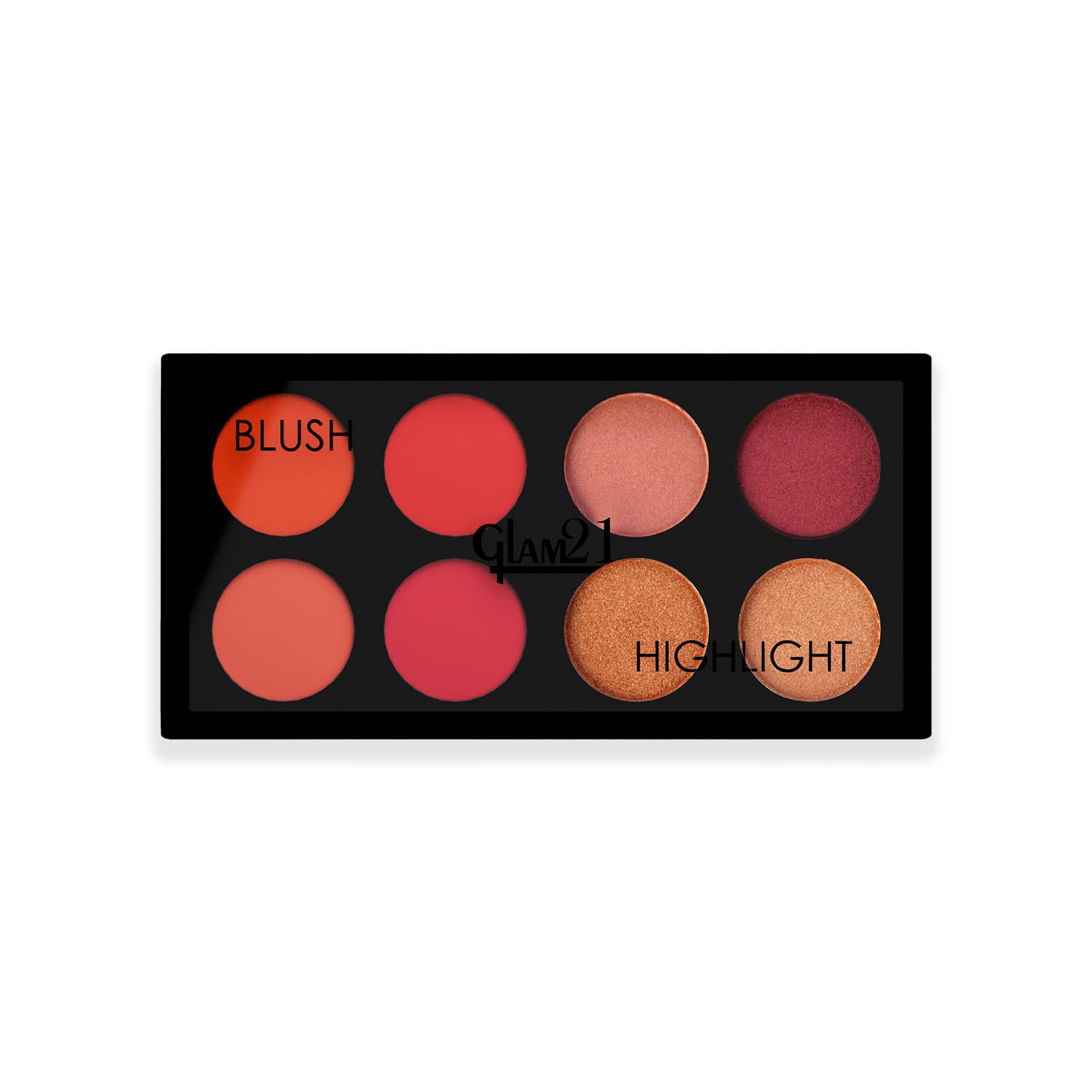 Glam21 Blush & Highlighter Palette|Silky Smooth Pigments for Long-Lasting Shimmer Glow | Buildable Radiance | Lightweight & Blendable Formula | Suitable for All Indian Skin Tones | 21.5 gm - Chic -01