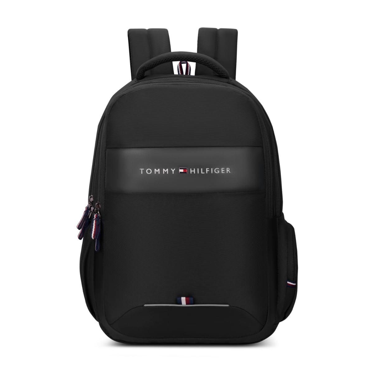 Tommy Hilfiger Joshua Polyester Unisex 15 Inch Laptop Backpack - Black | 21 Ltr Capacity| Padded & Adjustable Strap | Water Resistant | 3 Compartment | Water Bottle Holder | USB Cable holder Pocket