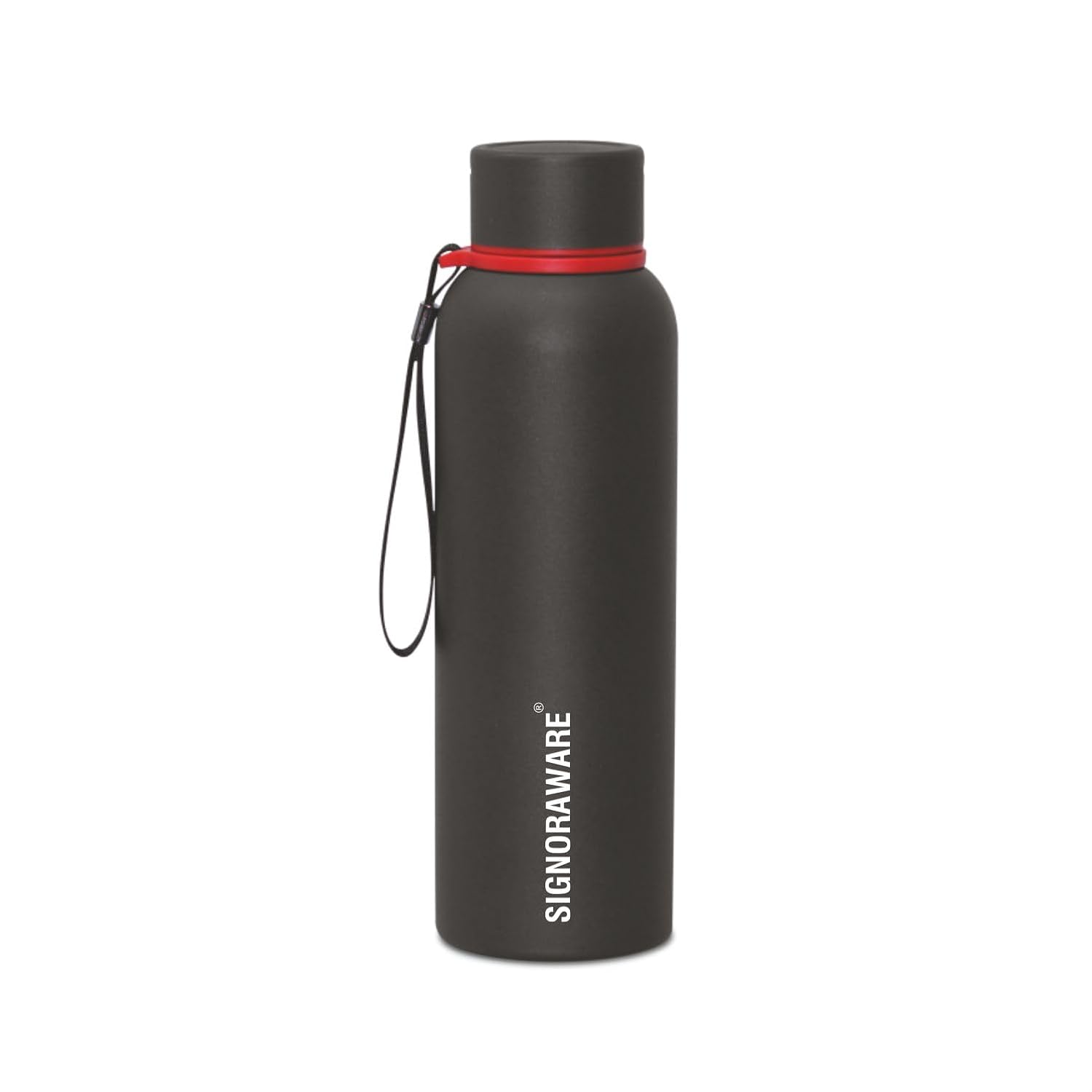SignoraWare Parkour Vacuum ISI Certified Stainless Steel Bottle With Hanging Strip | Airtight & Leakproof | Easy To Clean | Lightweight | Ideal for School, Office, Gym Or Outdoors (700ml | Black)