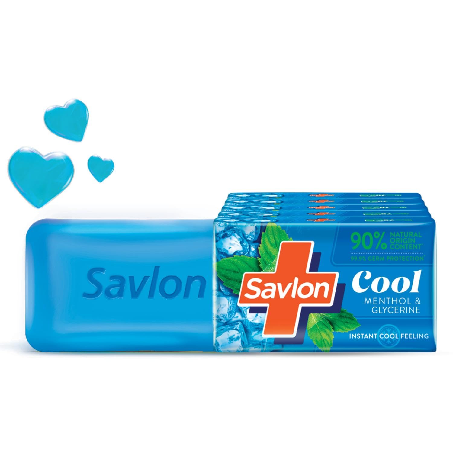 Savlon Cool Bathing Soap Bar 600g (120g Pack of 5) | 99.9% Germ Protection | Cool Menthol | Natural Origin Glycerin | Soft Moisturized Skin | Women & Men | All Skin Types | Value Family Pack