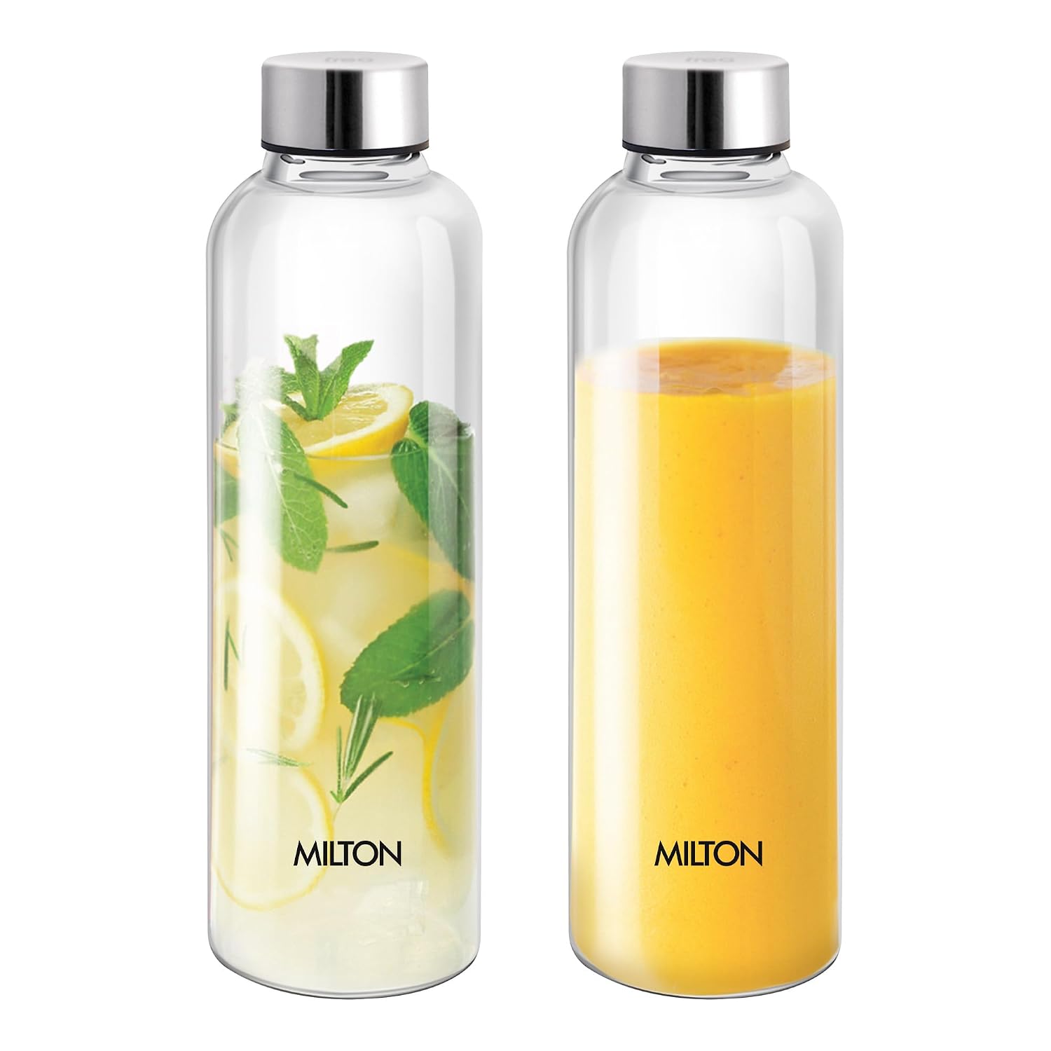 MILTON Costa 1000 Pet Water Bottle Set of 2, 1 Litre Each | Airtight & Leakproof Stainless Steel Lid | Unbreakable, BPA-Free, Reusable Plastic Fridge Bottles for Home, Office, School, Travel