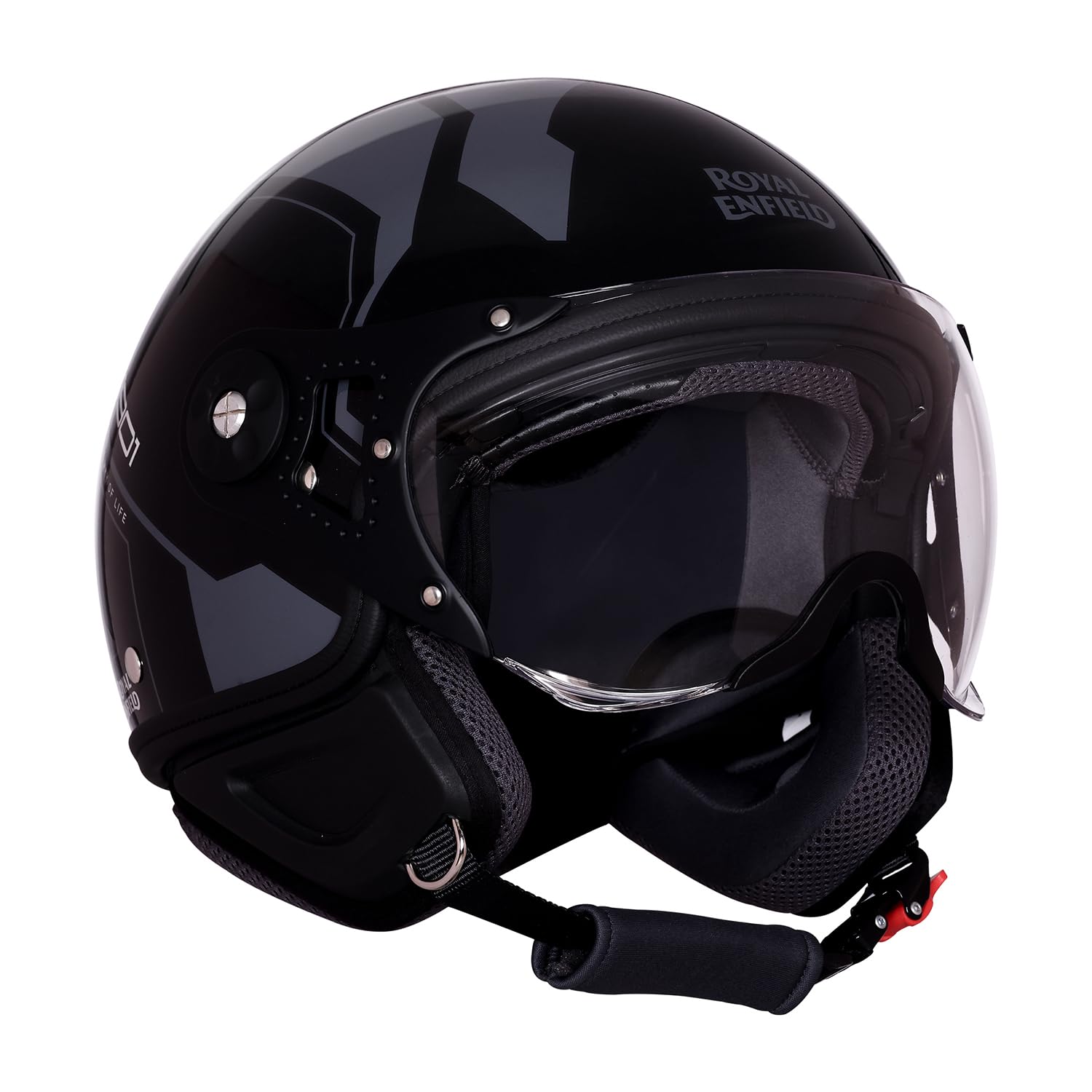Royal Enfield Airforce 1901 Open Face Helmet | Certification: ISI & DOT | High Impact Grade ABS Shell | High Strength EPS Liner for Added Strength| Sleek Aviator Inspired Design | Black (L) 60 CM
