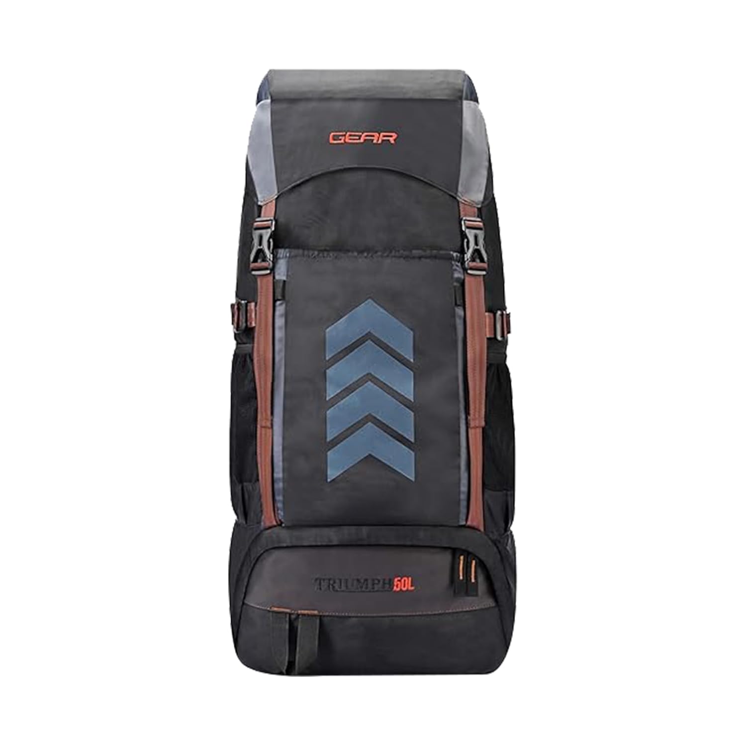 Gear Triumph 50L Extra Large Water Resistant Rucksack/Travel bag/For Men & Women(Grey - Black)