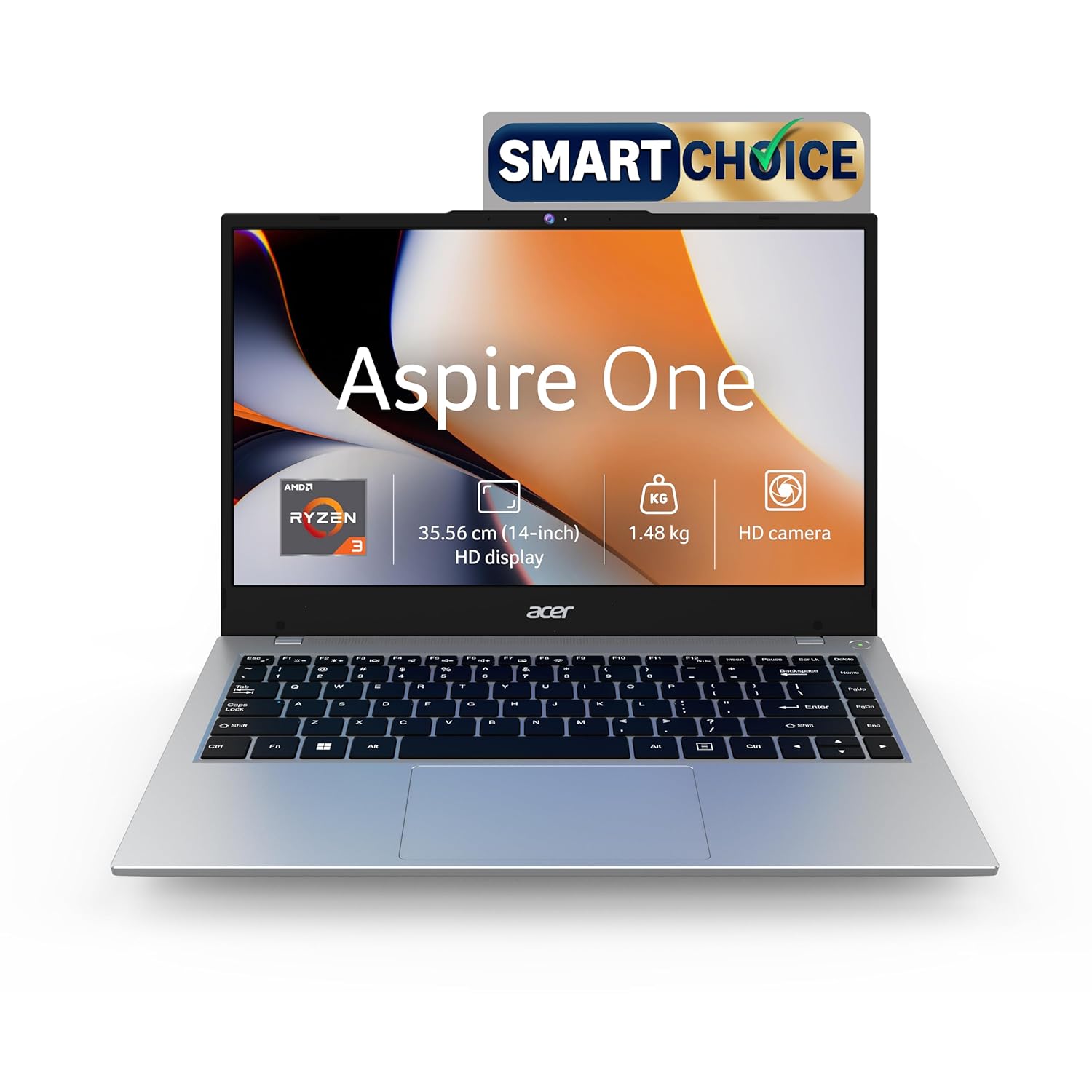Acer Smartchoice Aspire One, AMD Ryzen 3-7320U, 8GB LPDDR5 RAM/ 256GB SSD, 14.0