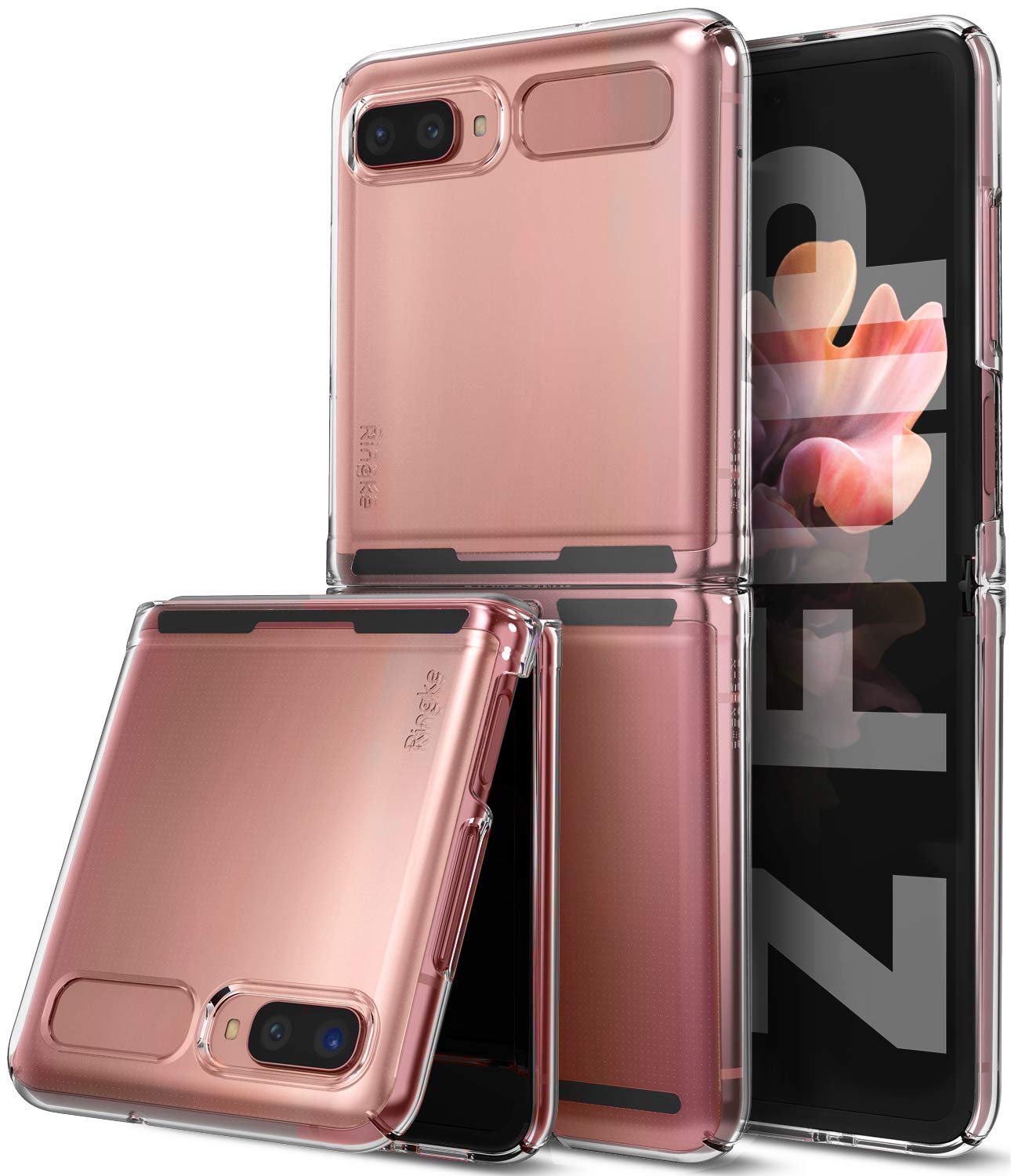Ringke Slim Case Compatible with Samsung Galaxy Z Flip, Premium Thin Transparent Hard PC with Non-Slip Grip Protective Phone Cover for Z Flip 5G - Clear