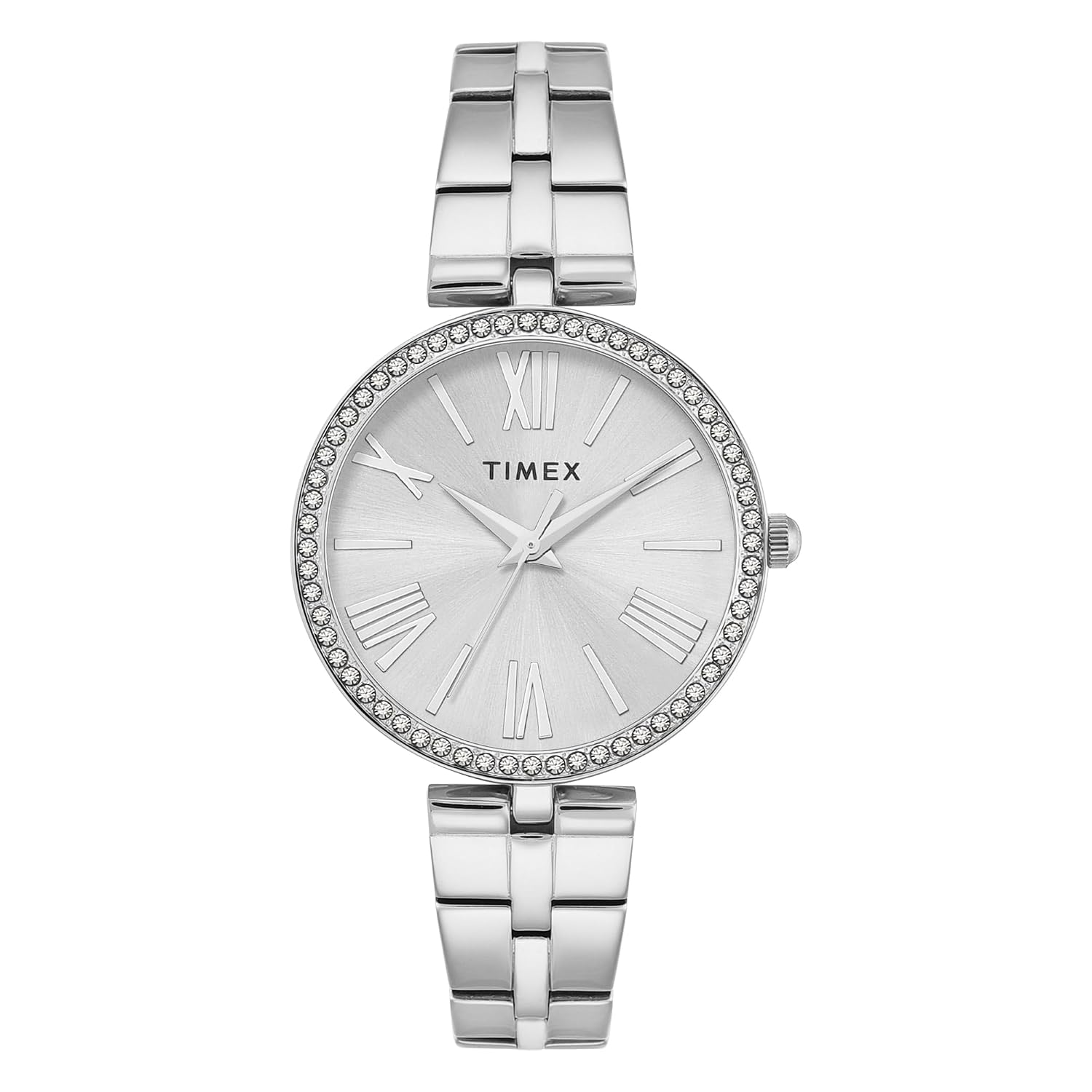 TIMEX Silver-Tone Round Dial Analog Women's Watch - TWEL22500