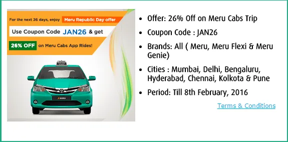 26 Off on Meru Cabs Trip