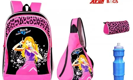 Avon Rockstar Black Pink 18 Student Backpack Combo