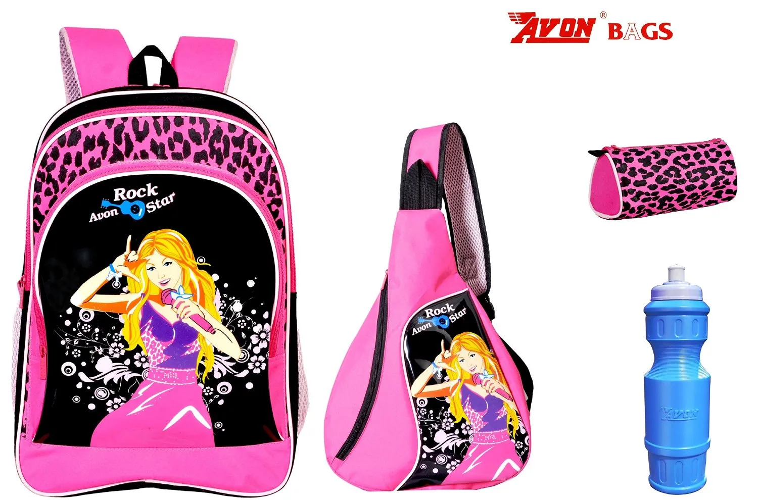 Avon Rockstar Black Pink 18 Student Backpack Combo