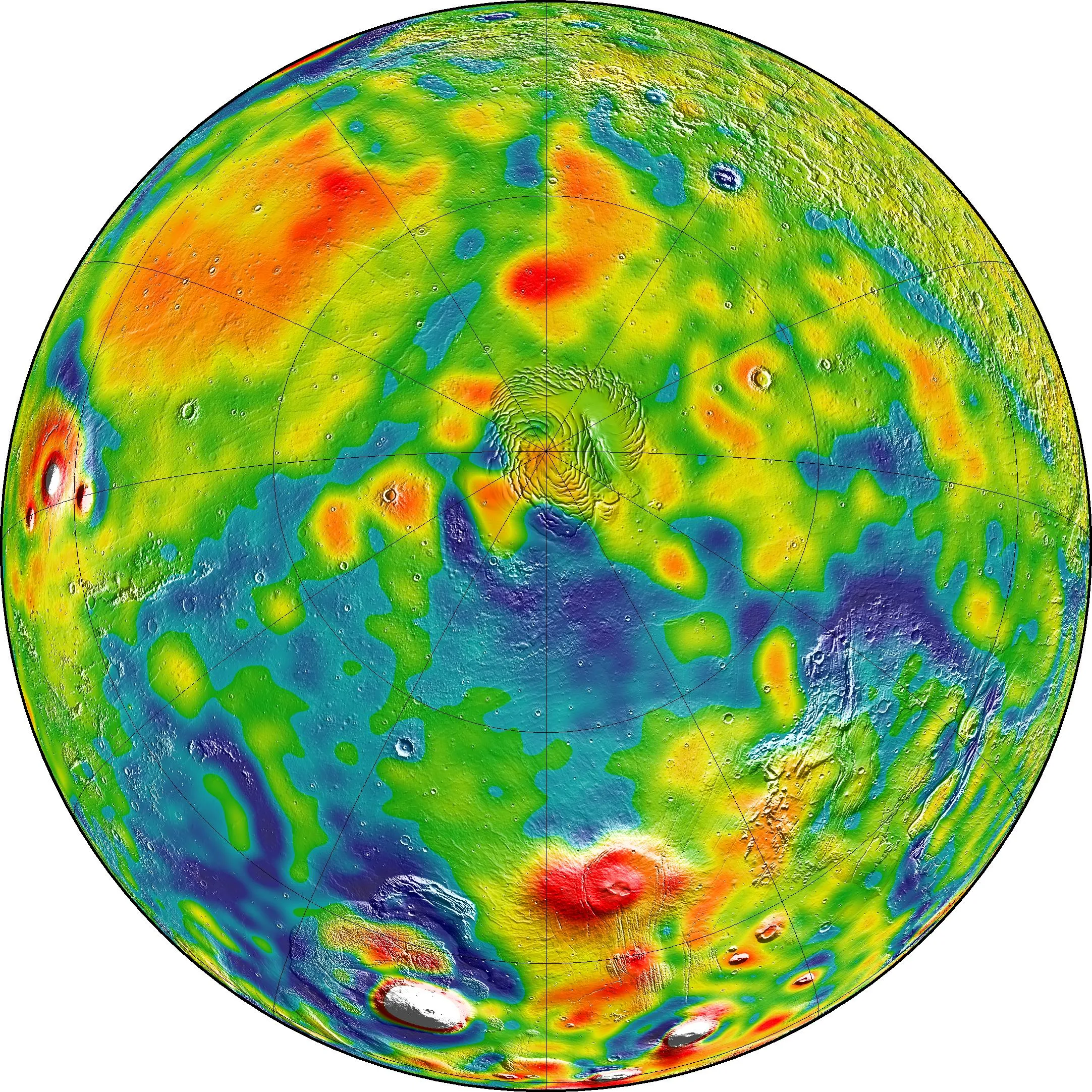 Gravity Map That Shows Interior of Mars