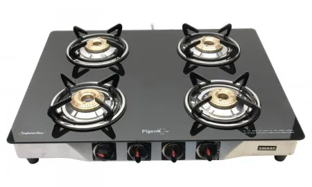 Pigeon Blackline Smart Stainless Steel 4 Burner Gas Stove