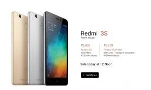 Mi Redmi 3s Sale Today 17th Aug