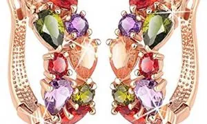 Swiss Cubic Zirconia 18K Rose Gold Plated Clip On Earrings For Women