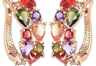Swiss Cubic Zirconia 18K Rose Gold Plated Clip On Earrings For Women