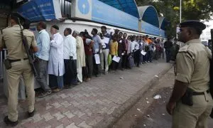 Rush In Bank In India