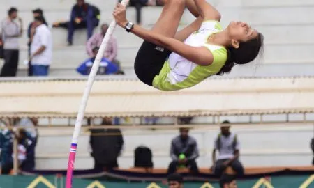 Reshma Raveendran FIRST Wimen Pole Vault MG University .. Johnson 1