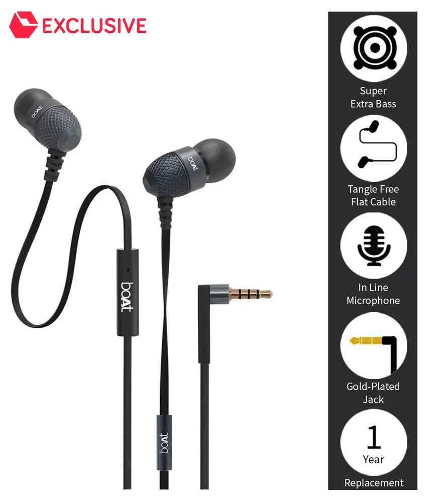 BoAt BassHeads 200 In Ear Wired Earphones With Mic