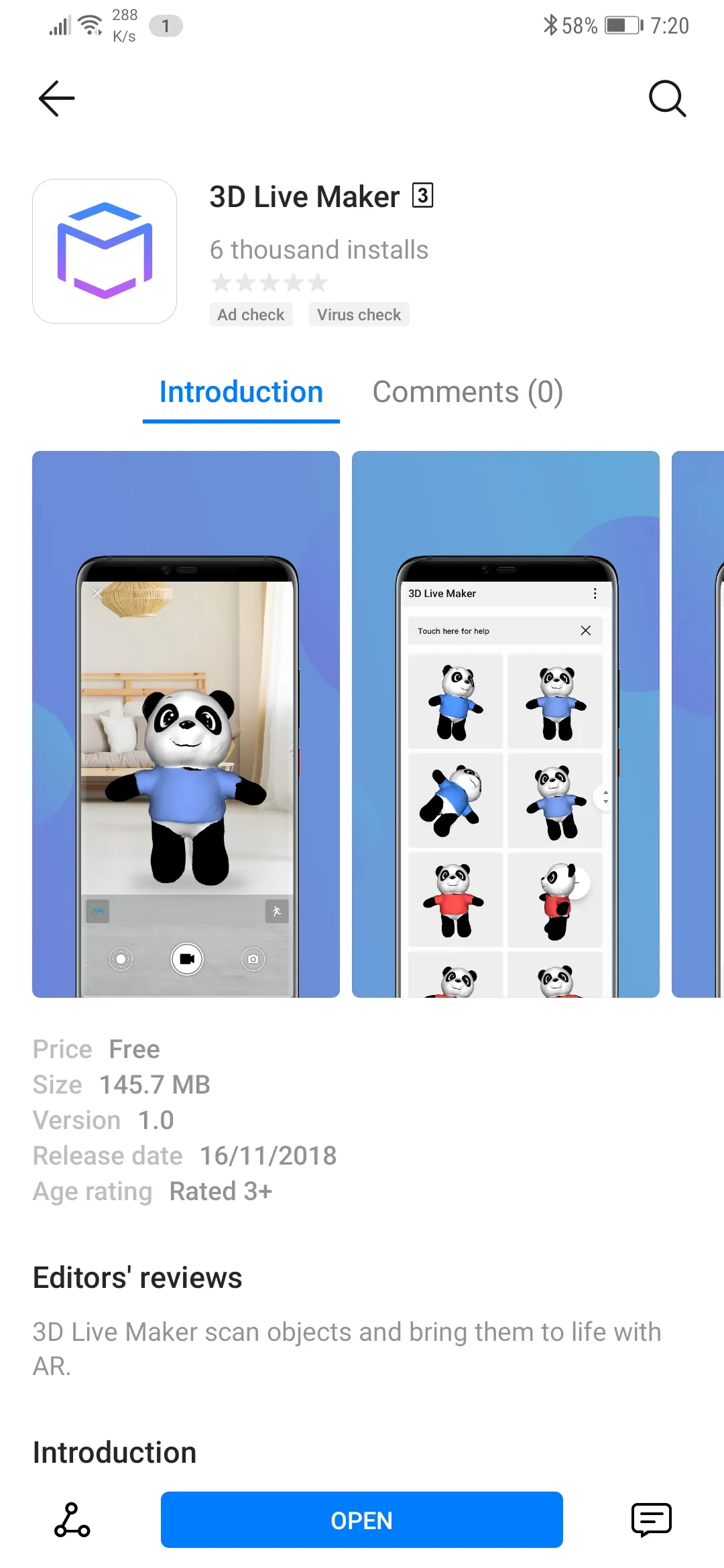 Huawei Mate 20 Pro 3D scanning camera