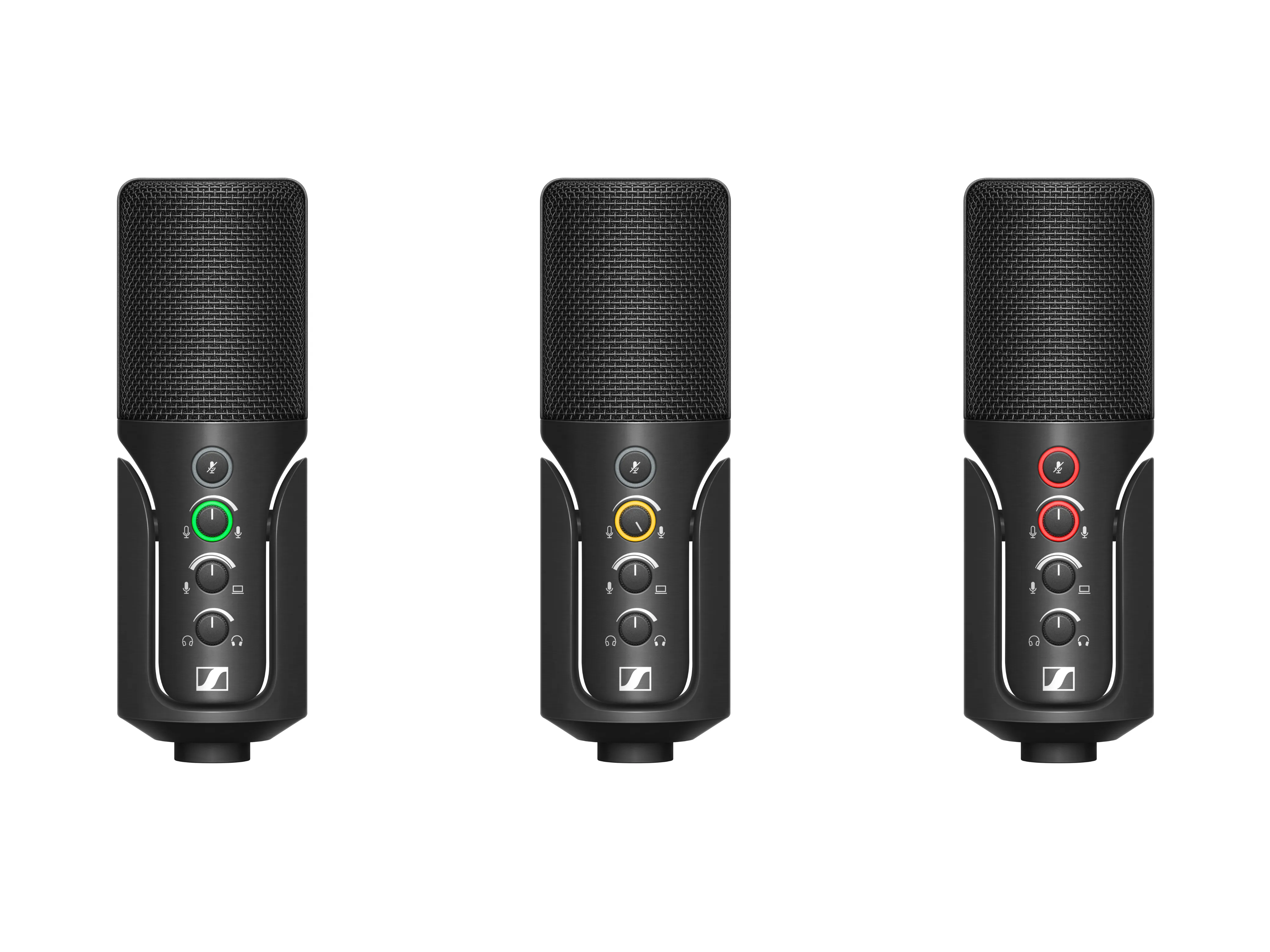 LED rings on the Profile USB microphone immediately show users the operating status
