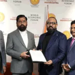 Chief Minister Of Maharashtra2C Mr. Eknath Shinde And Group CEO Of Aria Holding2C Mr. Suraj Thampi2C Along With The Minister Of Industries2C Maharashtra2C M