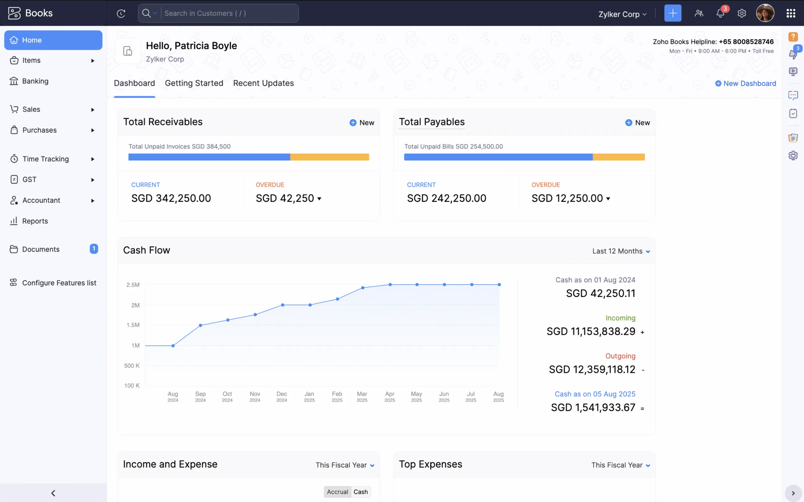 Zoho-Books-Dashboard