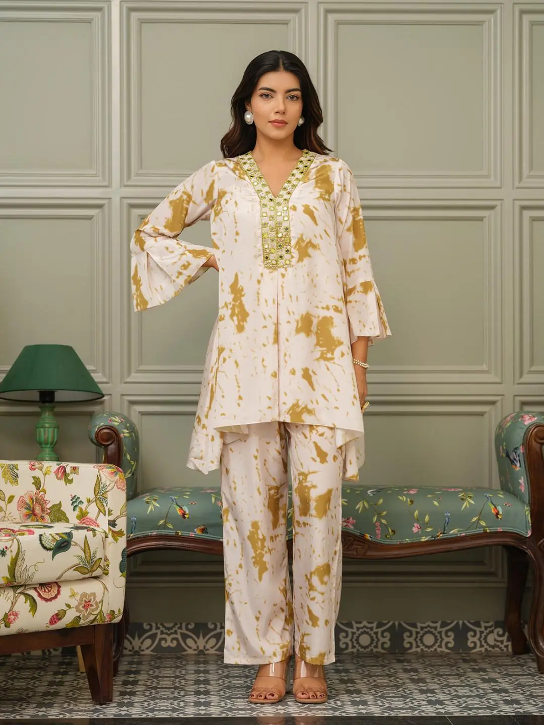 4b35ec60 3af6 4634 Ae29 D72a35aa38d21750313498342 House Of Pataudi Printed V Neck Top With Trousers Co Ords 15 1